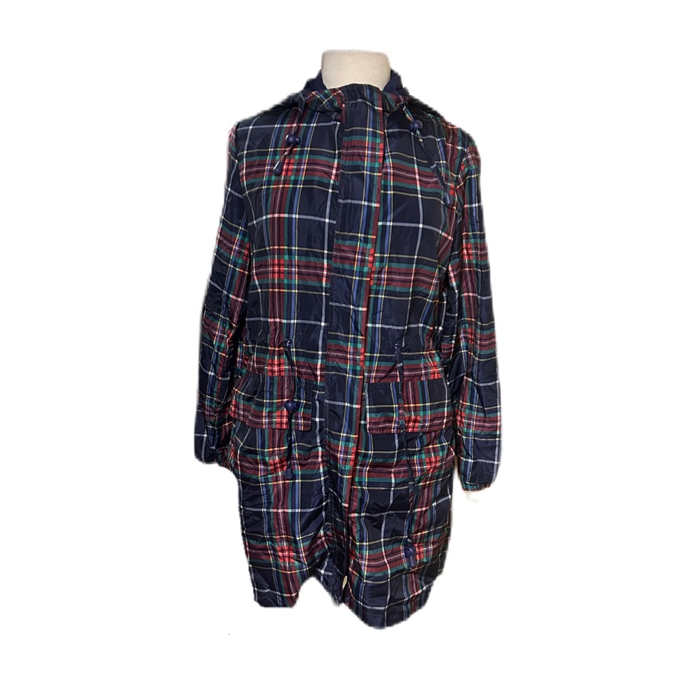 Vera Bradley Women Rain Coat Packable Windbreaker S Zip Up Plaid Classic